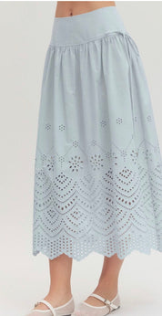 Sky Blue Eyelet Skirt