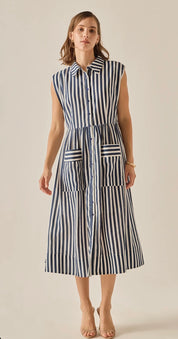 Navy Stripe Love Midi Dress