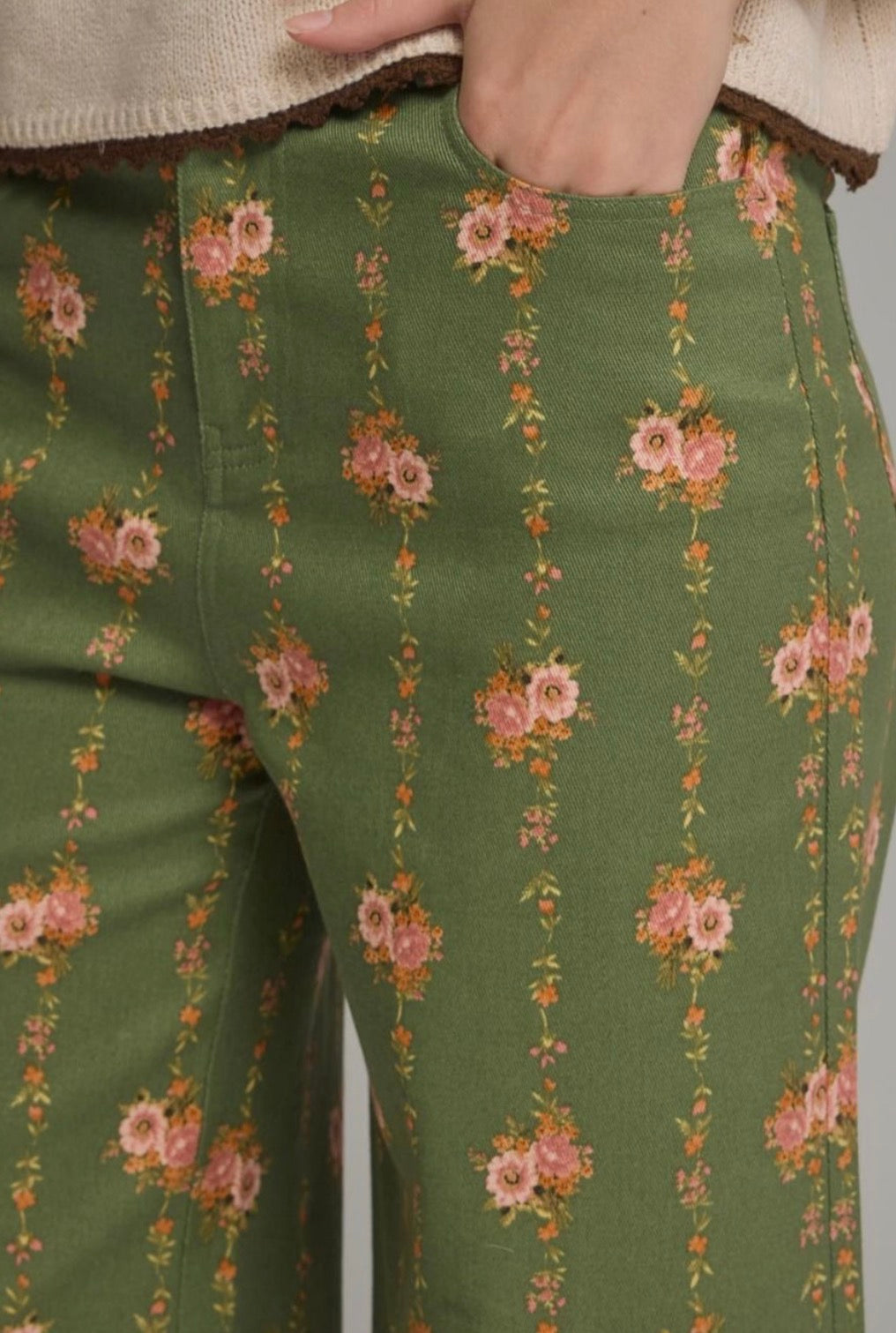 Green Floral Pants