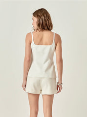White Linen Vest Top