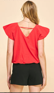 Red Pleated Top