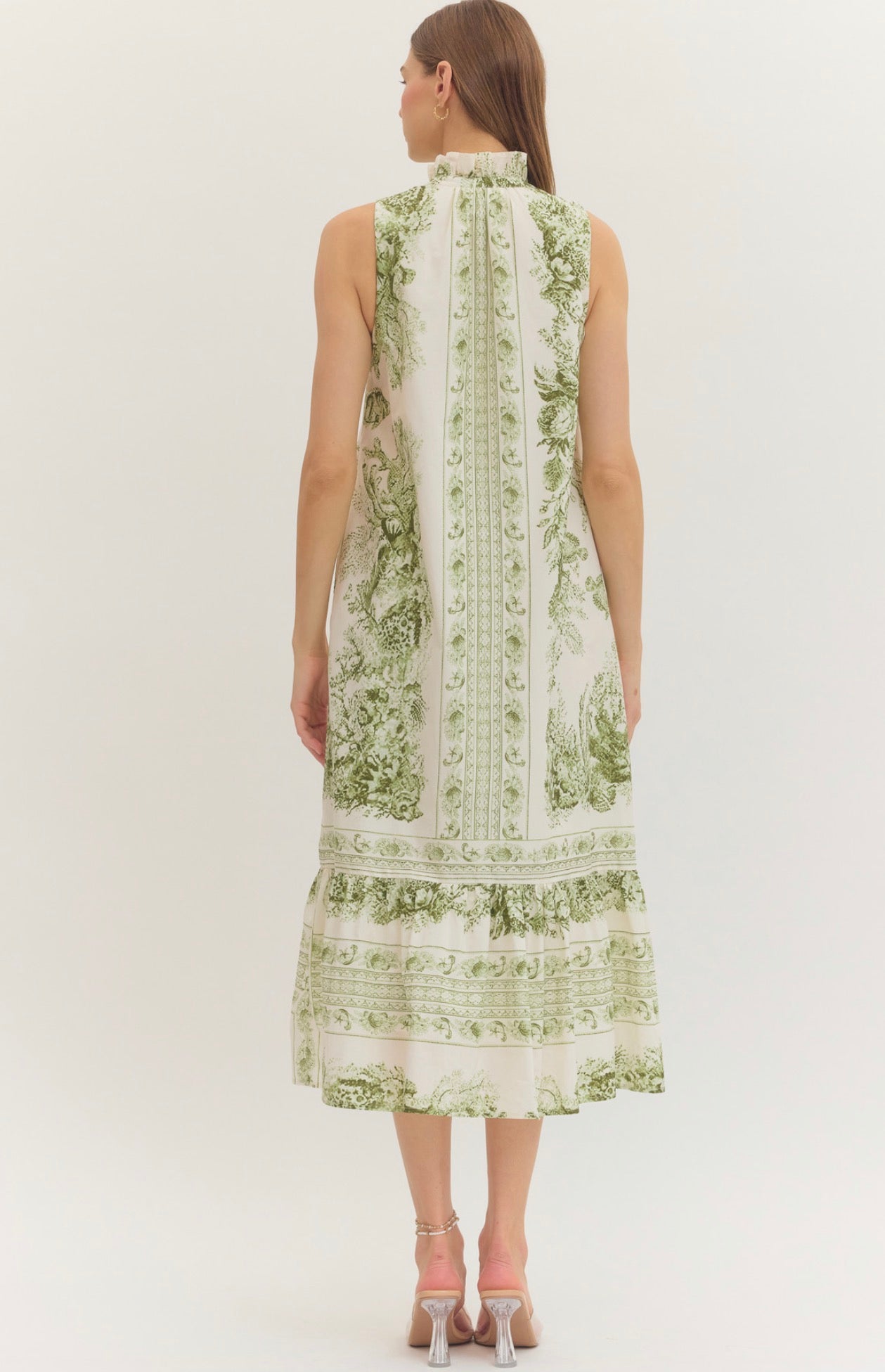 Green Toile Maxi Dress