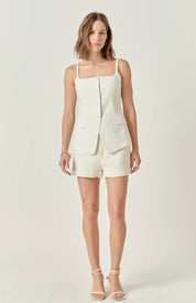 White Linen Vest Top