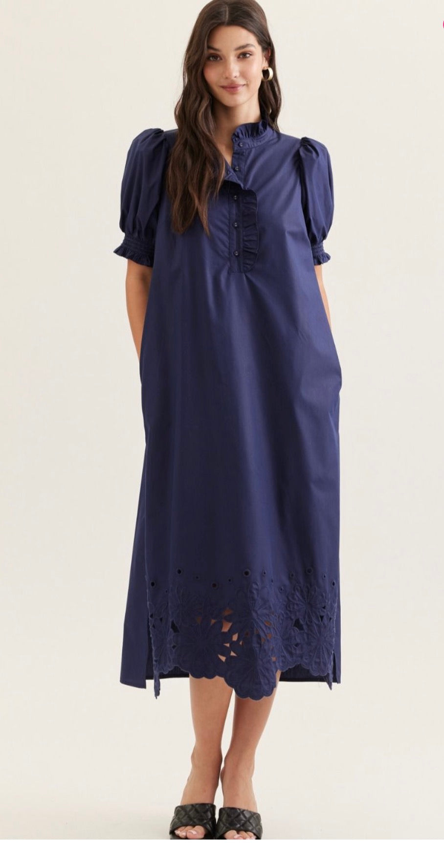 Eyelet Navy Dress