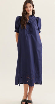 Eyelet Navy Dress