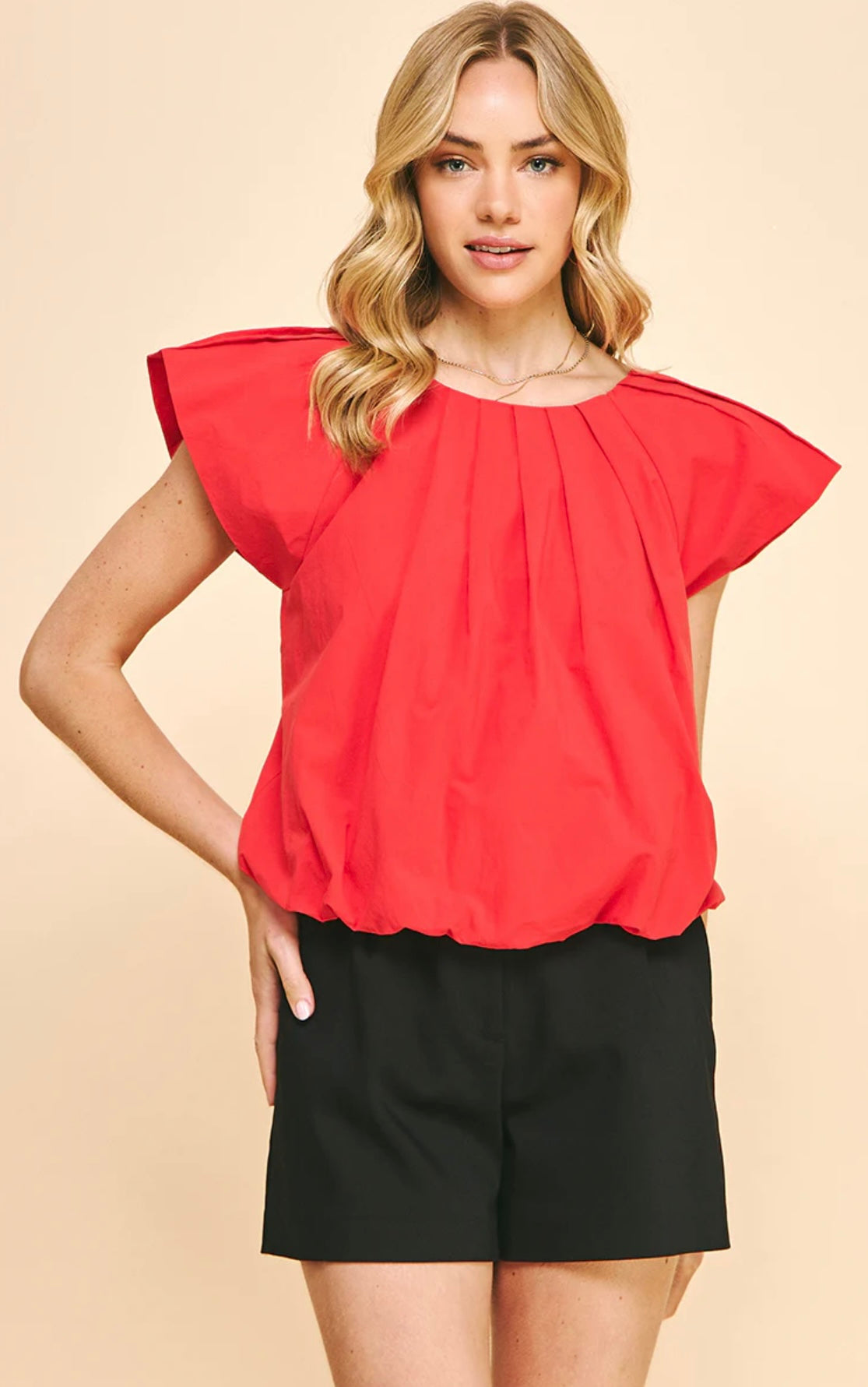 Red Pleated Top