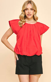 Red Pleated Top