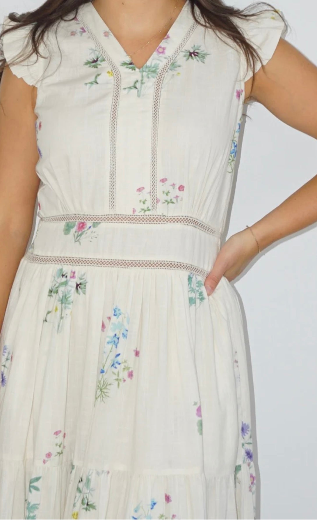 Cream Botanical Dress