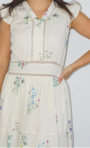 Cream Botanical Dress