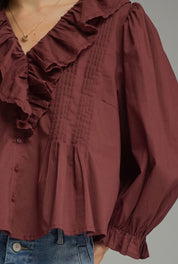 Burgundy Ruffle Top
