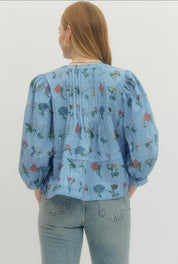 Chambray Floral Top