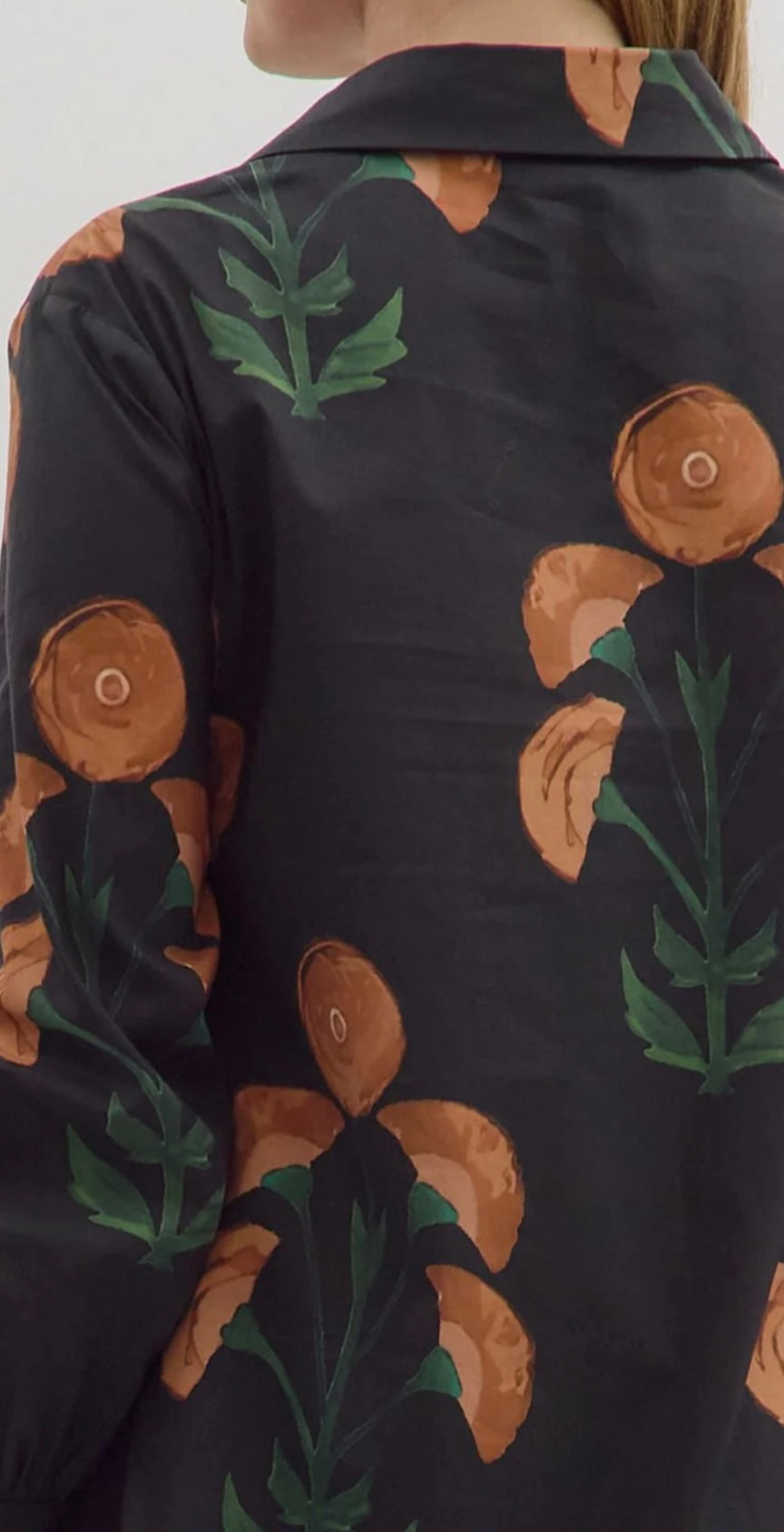 Brown Poppy Floral Dress