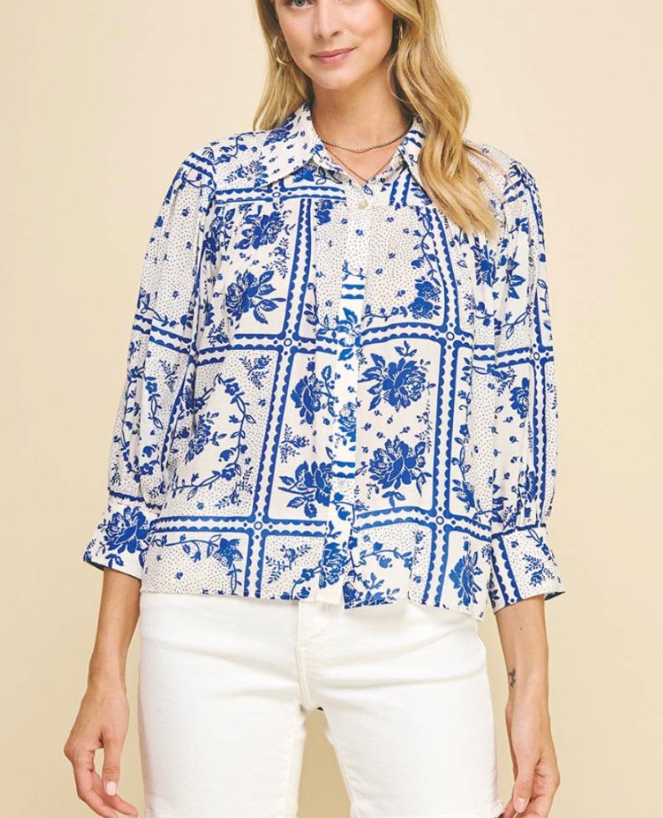 Blue & White Blouse