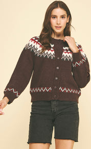 Argyle Button Up Sweater Top