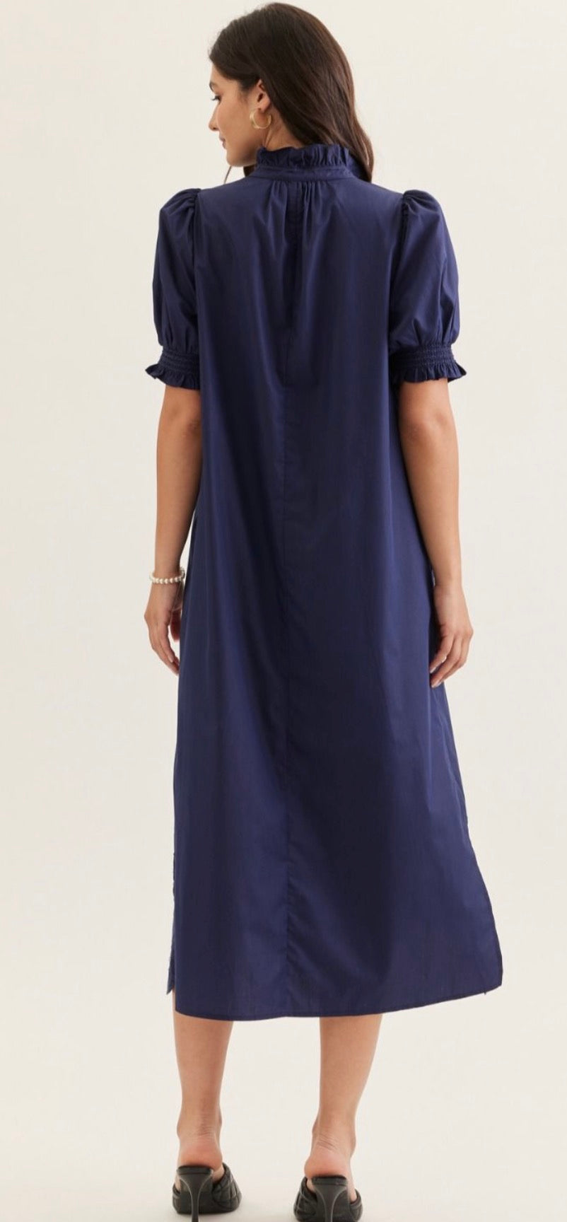 Eyelet Navy Dress