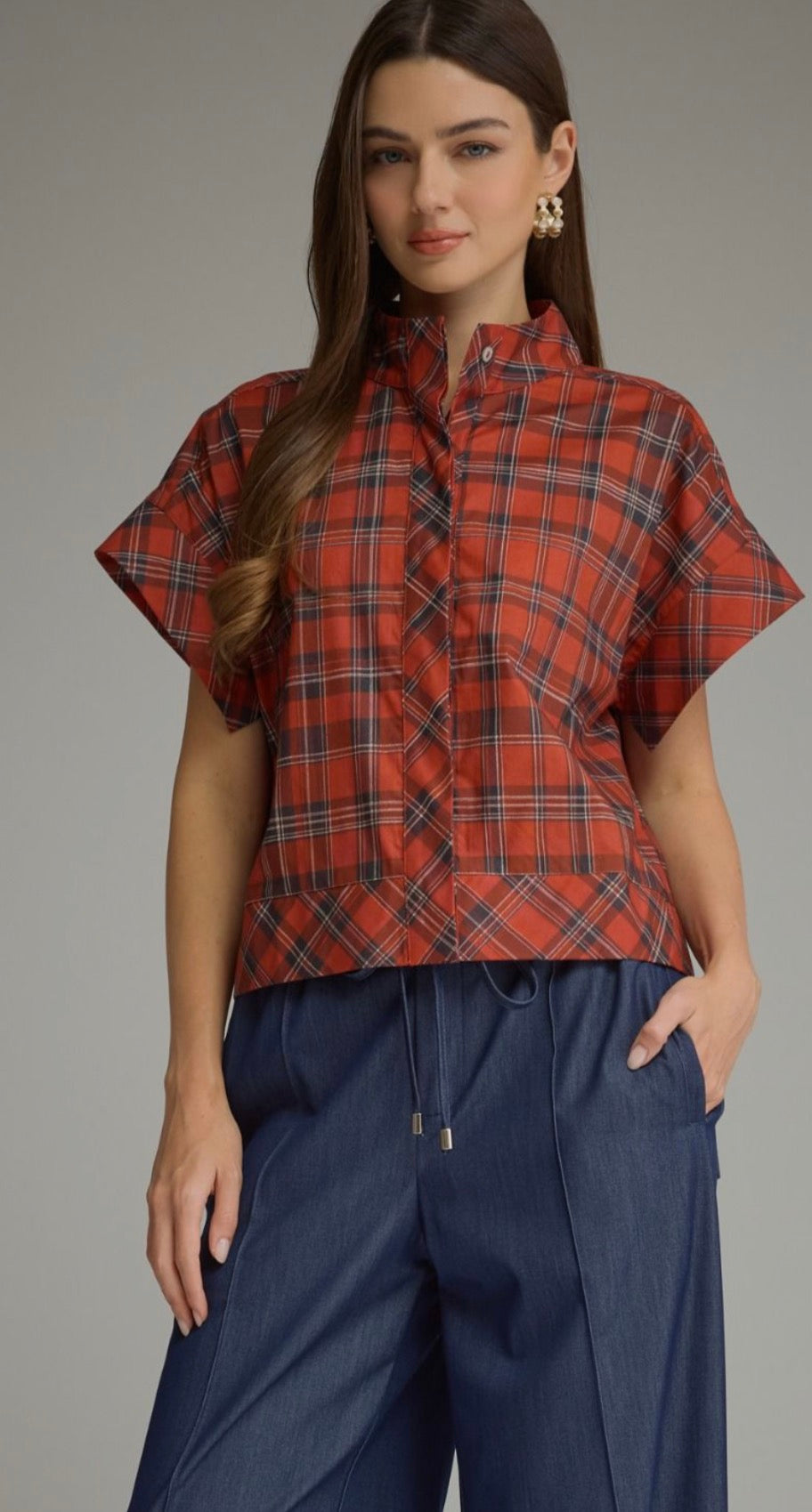 Foxcroft Plaid Top