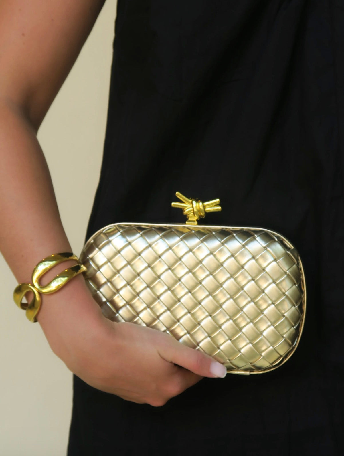 Bonsoir Woven Clutch Gold