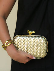 Bonsoir Woven Clutch Gold