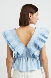 Baby Blue Pleated Top