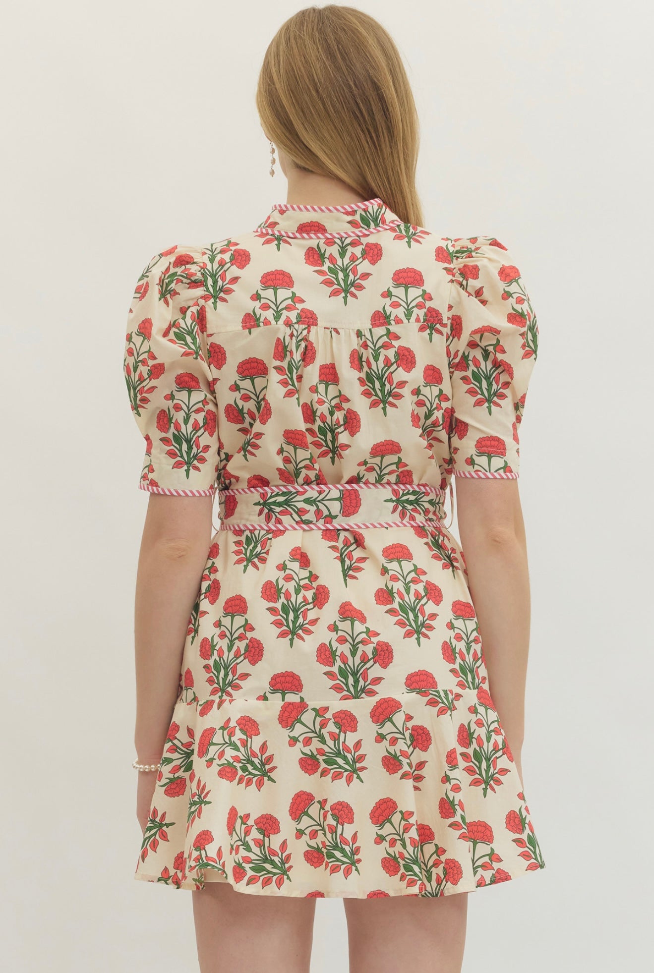 Red Block Print Mini Dress