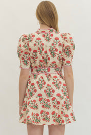 Red Block Print Mini Dress