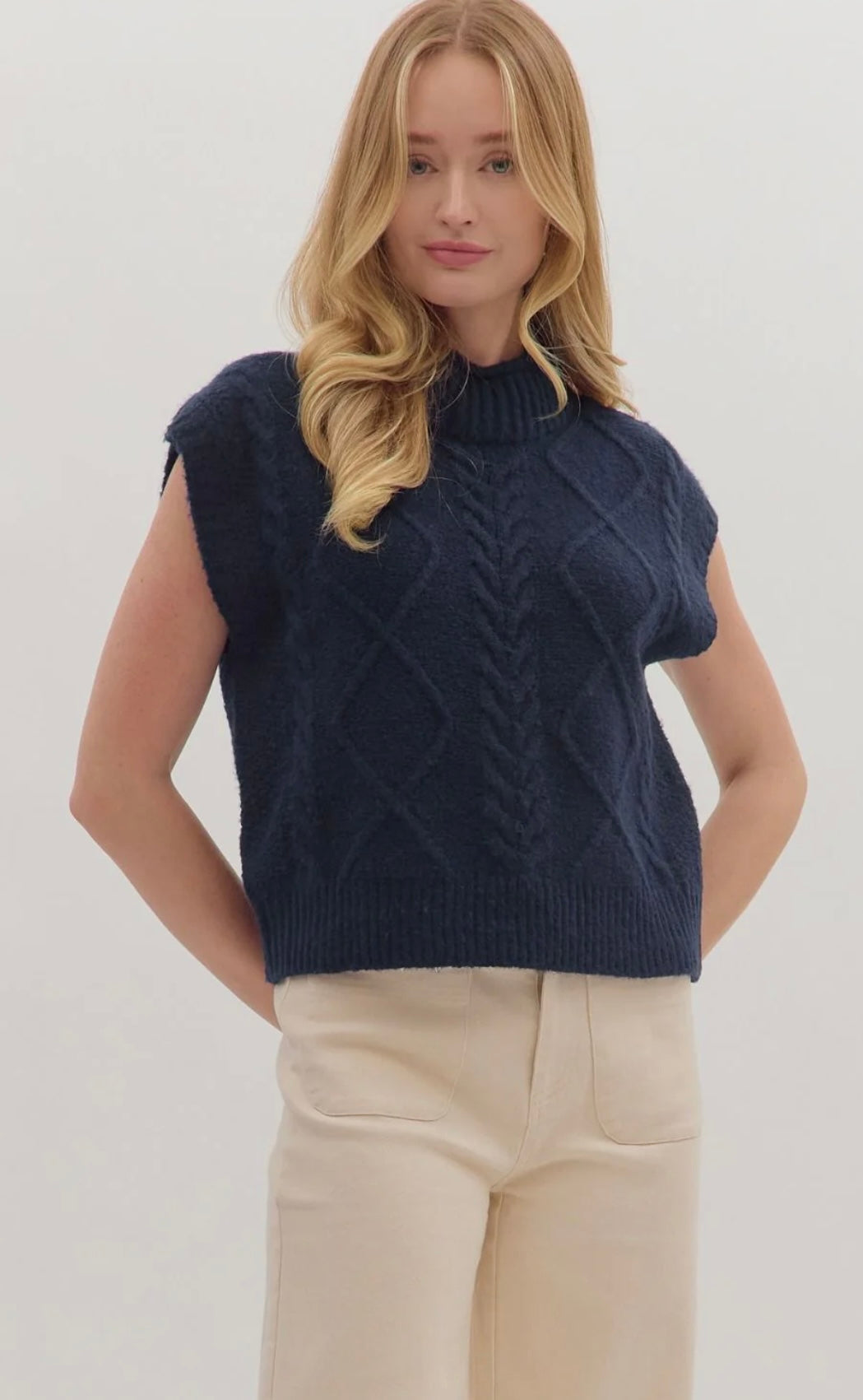 Sleeveless Navy Sweater