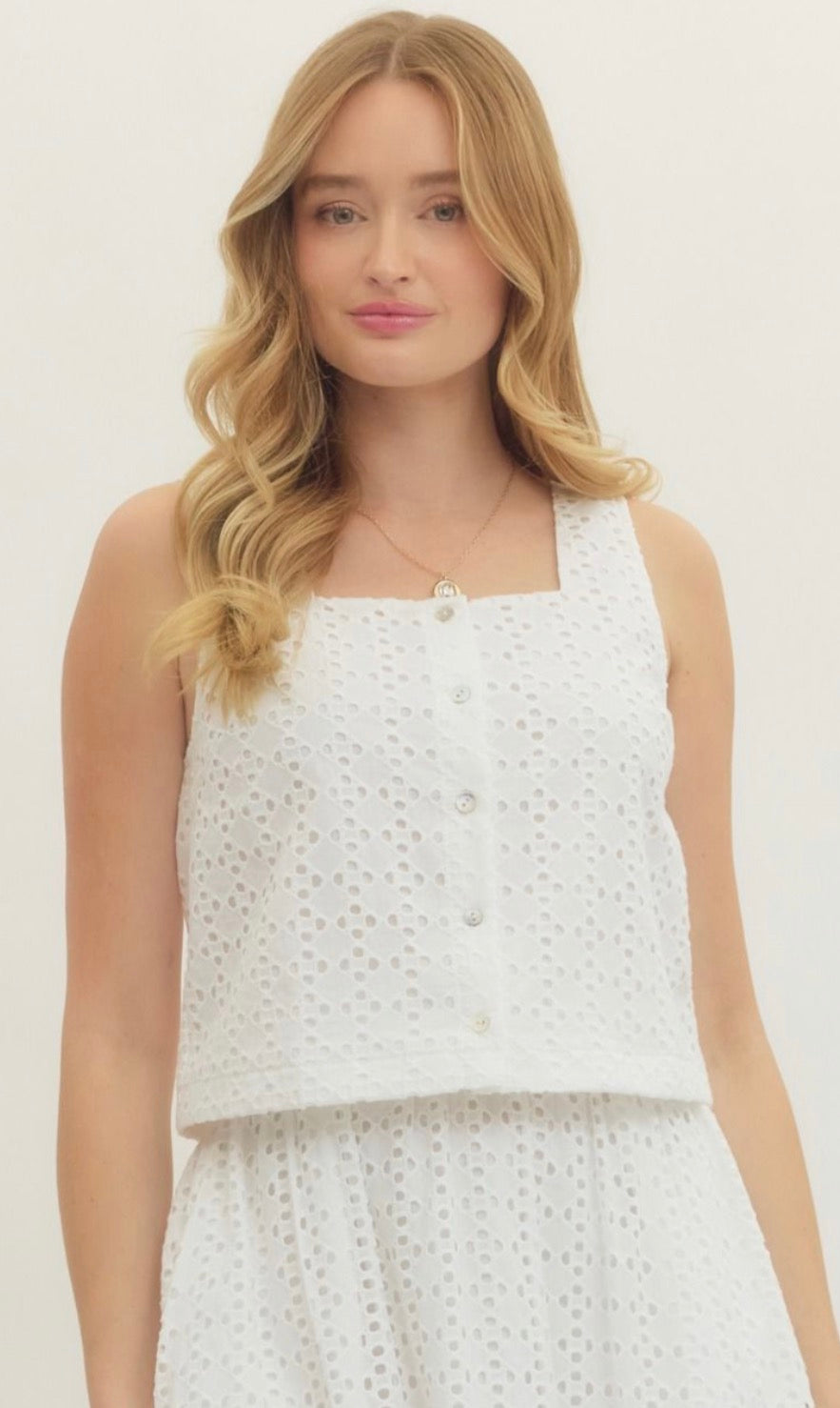 Eyelet In White Top