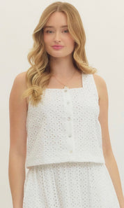 Eyelet In White Top