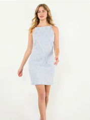 Halter Striped Fringe Dress