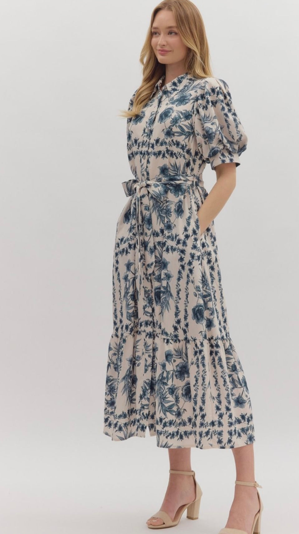 Ink Blue Floral Maxi Dress