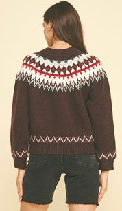 Argyle Button Up Sweater Top