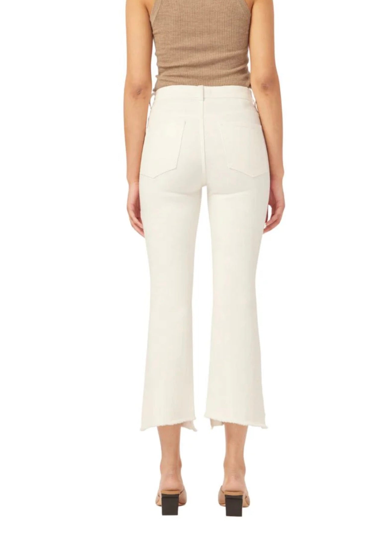 White Frayed Cropped Jean