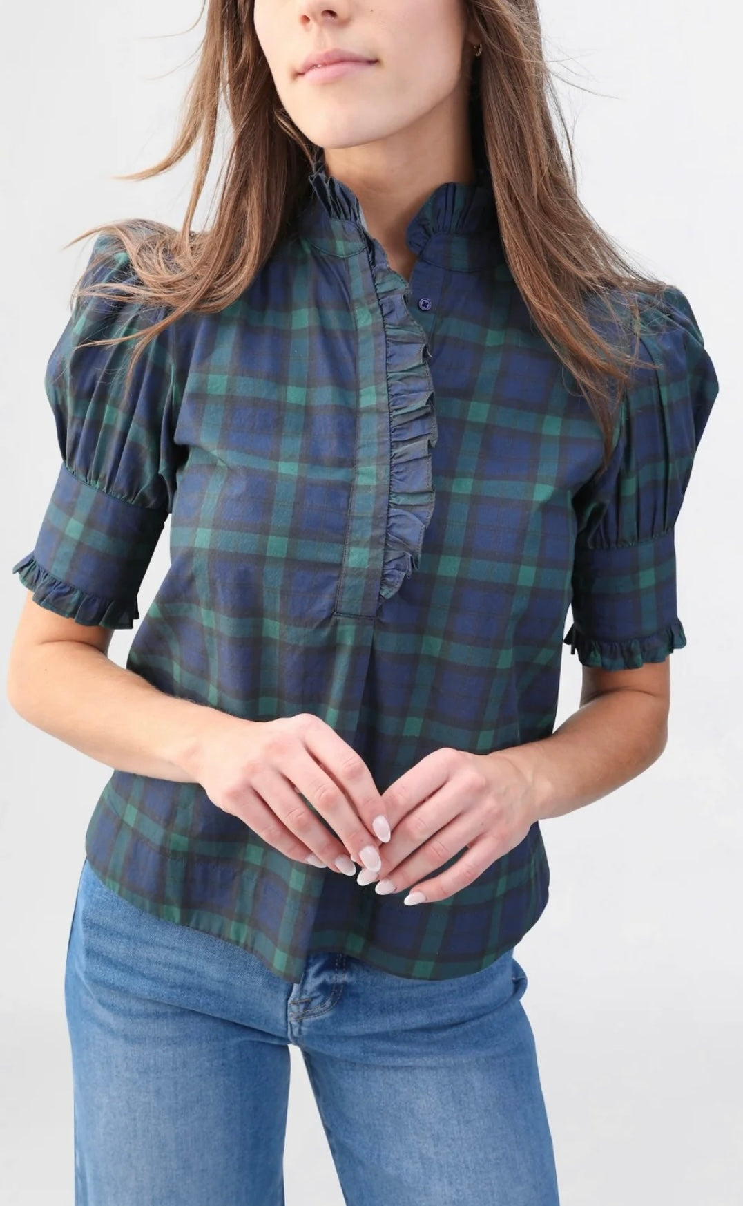 Westport Top Navy Tartan