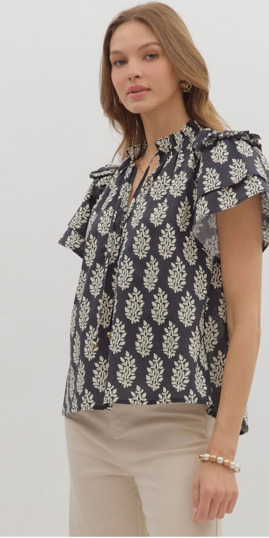 Black And White Floral Top