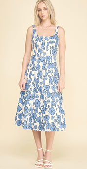 Floral Blues Midi Dress