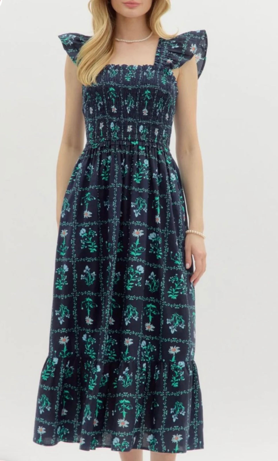 Navy In The Garden Dress