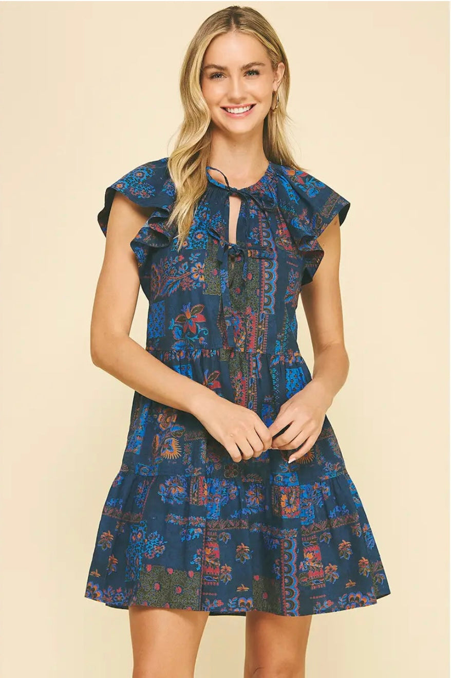 blue/multi Short Dress