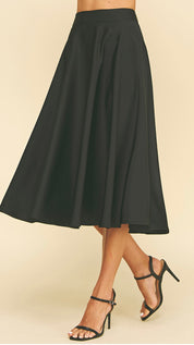 Black Midi Silky Skirt