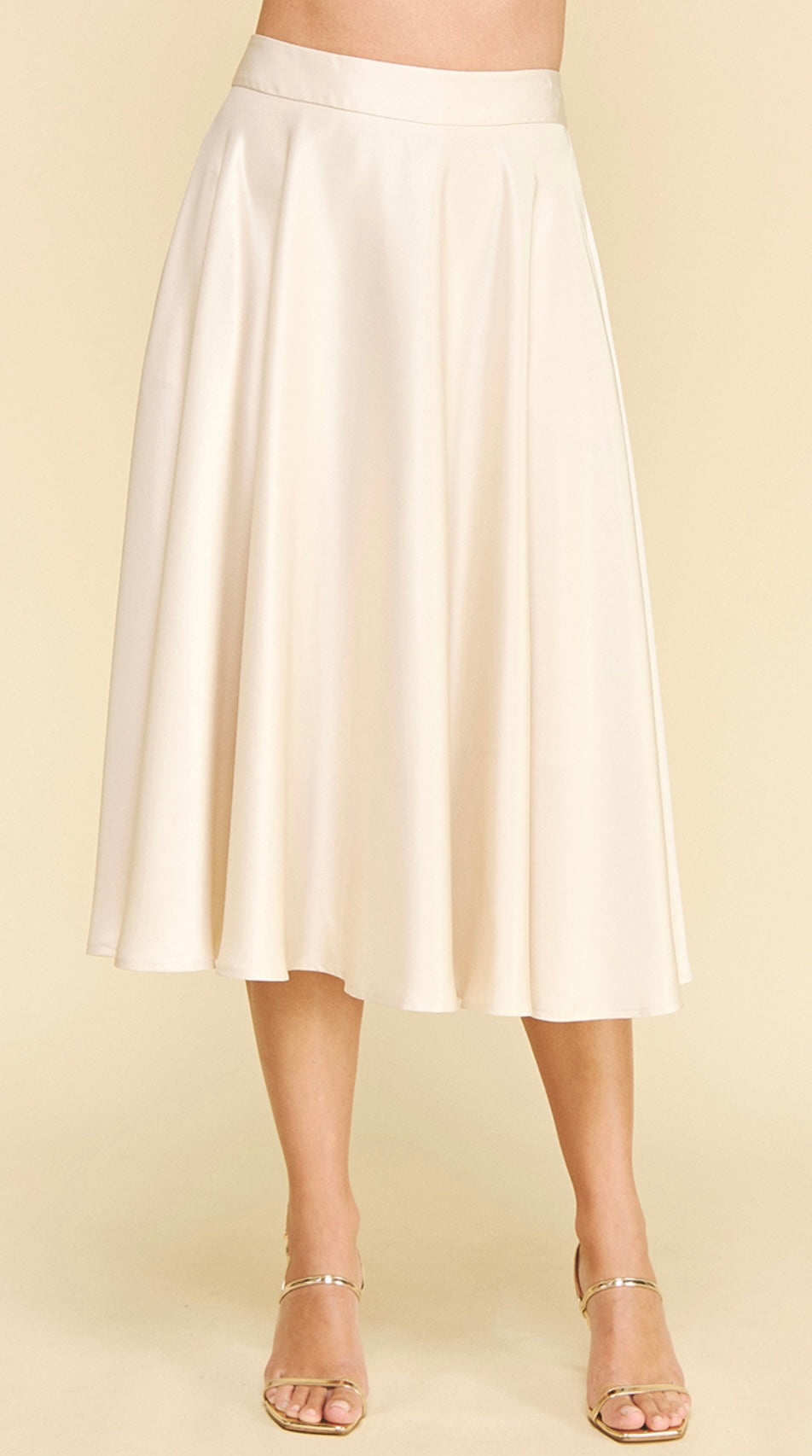 Cream Midi Silky Skirt