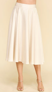 Cream Midi Silky Skirt