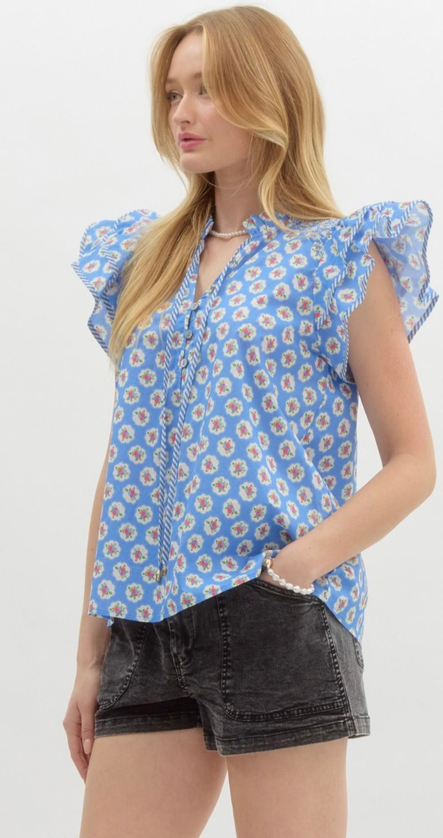 Blue Floral Top