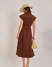Mocha Belted Midi Dress
