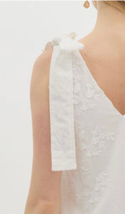 White Floral Embroidery Dress
