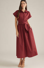Maroon Belted Dress