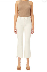 White Frayed Cropped Jean
