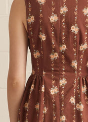 Brown Floral  Dress