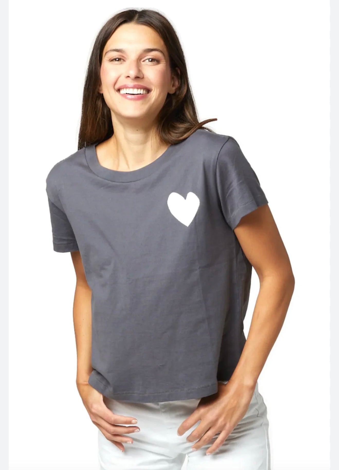 Grey Heart Tshirt Top