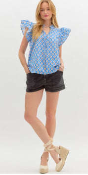 Blue Floral Top
