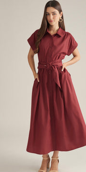Maroon Belted Dress