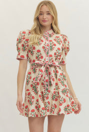 Red Block Print Mini Dress